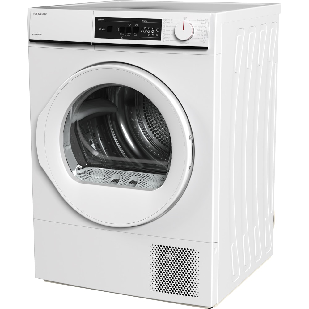 Uscator de rufe SHARP KD-NHA8S6GWD-EE, Pompa de caldura, 8 kg, 15 programe, Clasa D, alb
