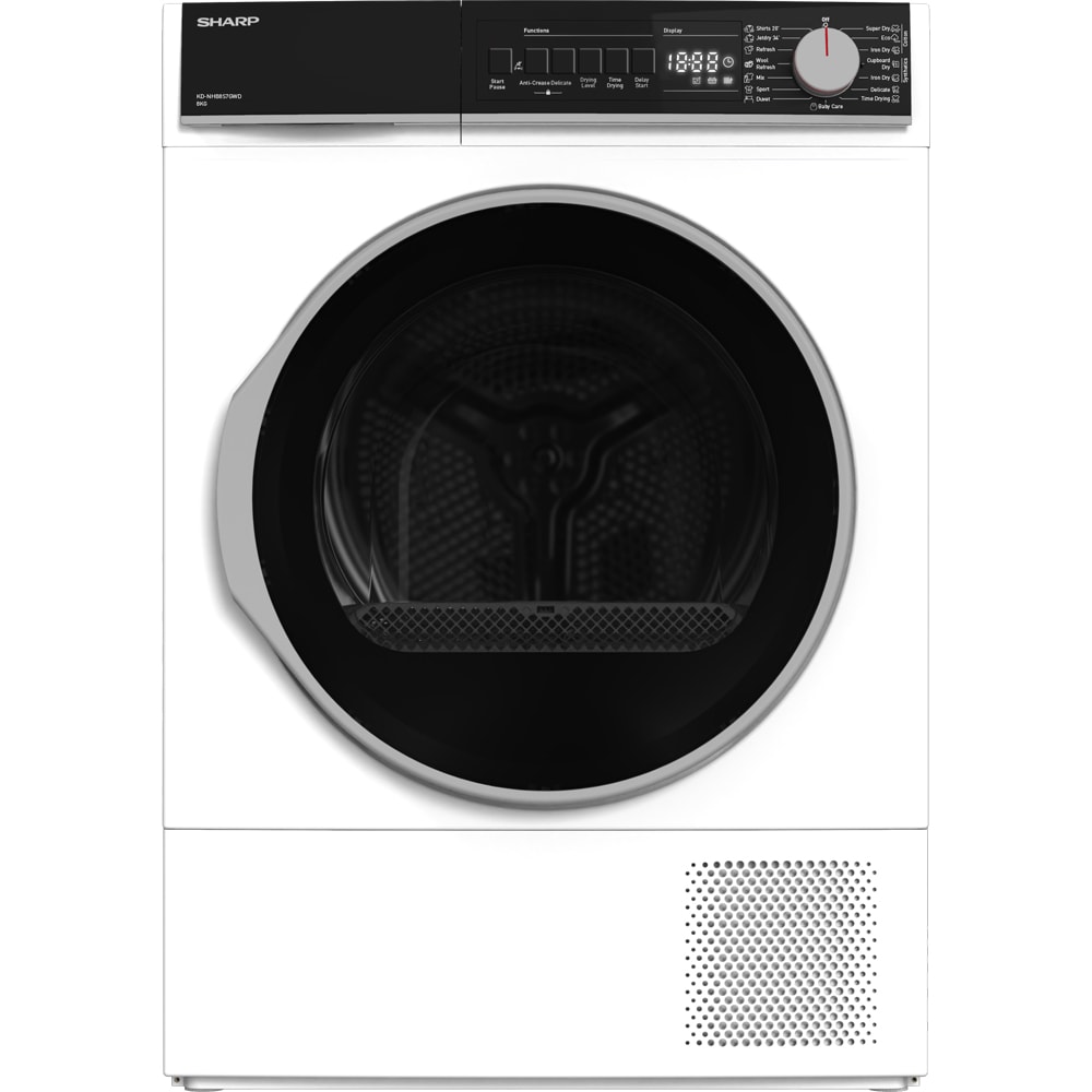 Uscator de rufe SHARP KD-NHB8S7GWD-EE, Pompa de caldura, 8 kg, 15 programe, Clasa D, alb