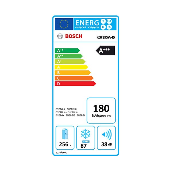 Combina frigorifica BOSCH KGF39SW45, No Frost, 343 l, H 203 cm, Clasa A+++, alb