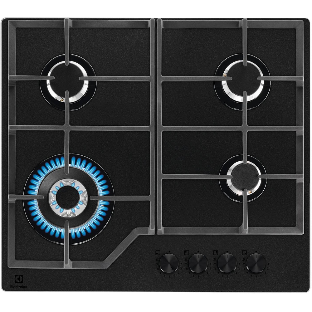 Plita incorporabila ELECTROLUX KGG64362L, Gaz, 4 arzatoare, Wok, negru