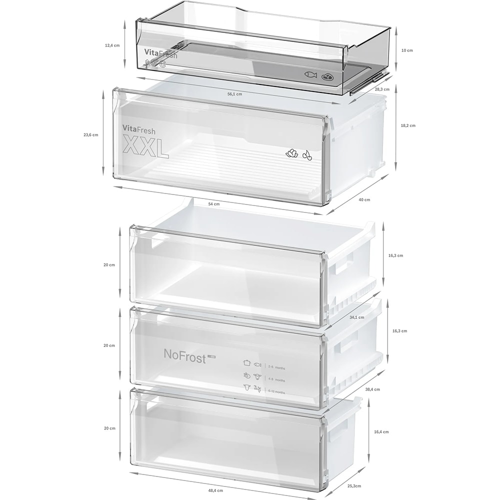 Combina frigorifica BOSCH KGN49VICT, No Frost, 440 l, H 203 cm, Clasa C, inox