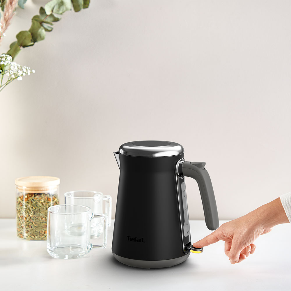 Fierbator apa TEFAL Collection KI6668E0, 1.7l, 2400W, negru-argintiu