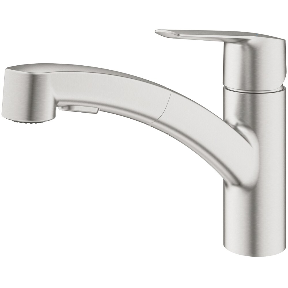 Baterie bucatarie GROHE Start 30307DC1, pipa joasa, dus extractibil, alama, crom