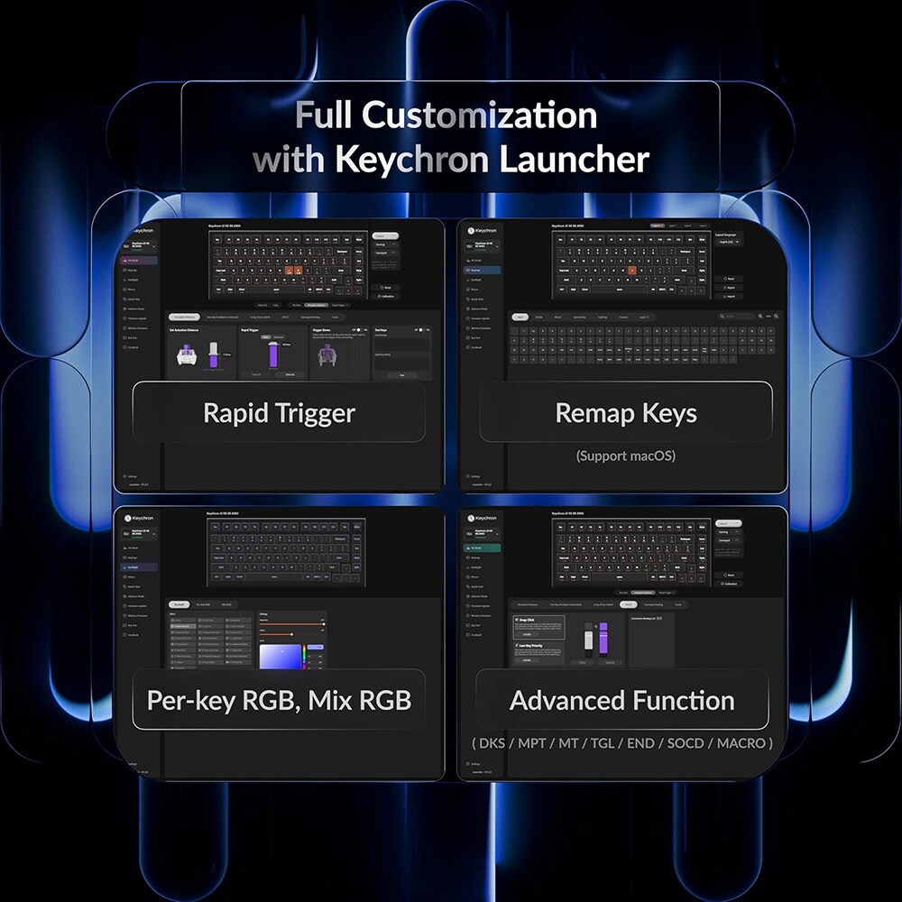 Tastatura Gaming mecanica KEYCHRON J2 HE 8K, switch-uri magnetice TMR, USB, Layout US, negru