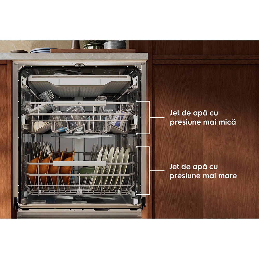 Masina de spalat vase incorporabila ELECTROLUX KL82A505S, 14 seturi, 8 programe, 60 cm, Clasa A, panou comanda negru