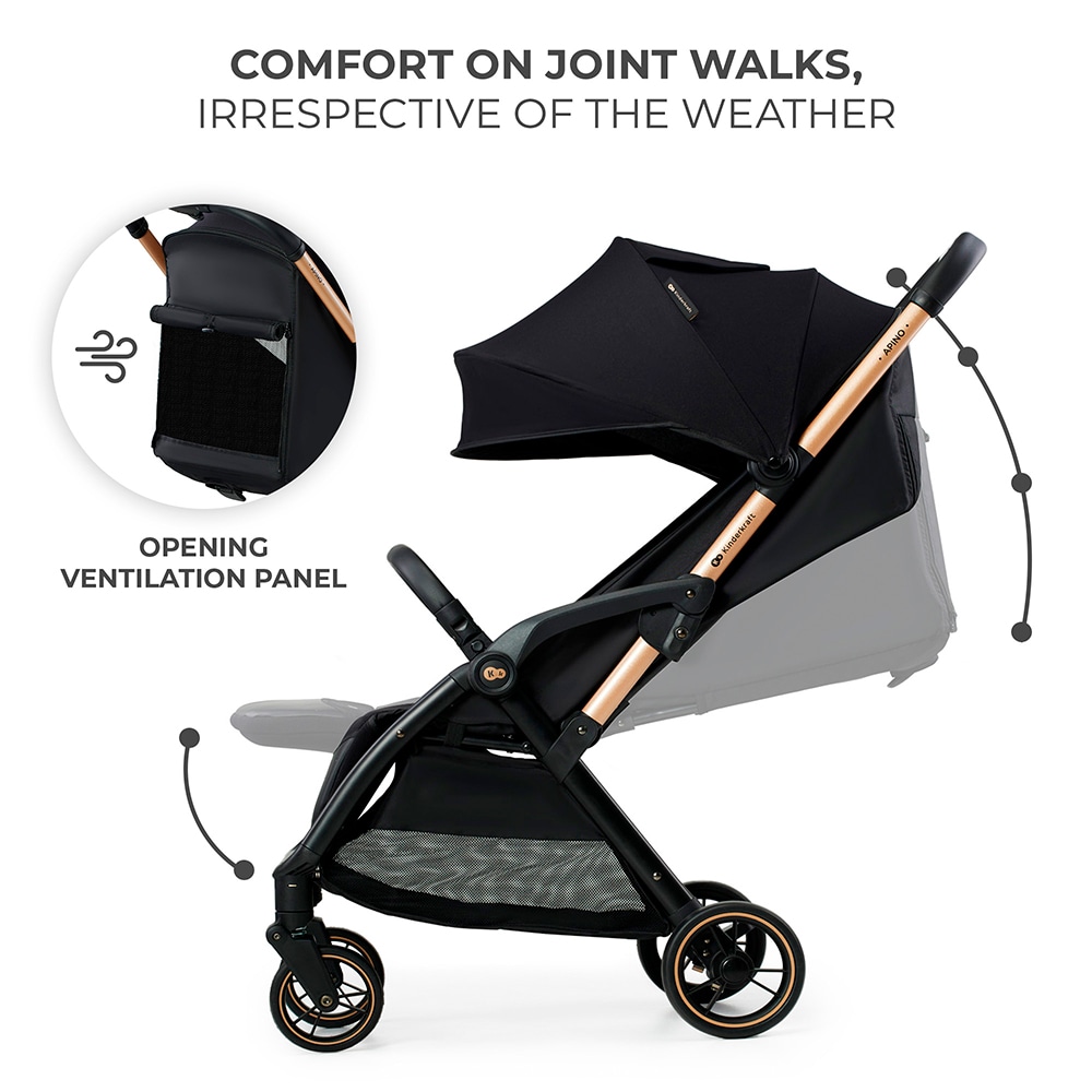 Carucior sport KINDERKRAFT Apino KSAPIN00BLK, 5 puncte, 0 luni+, negru