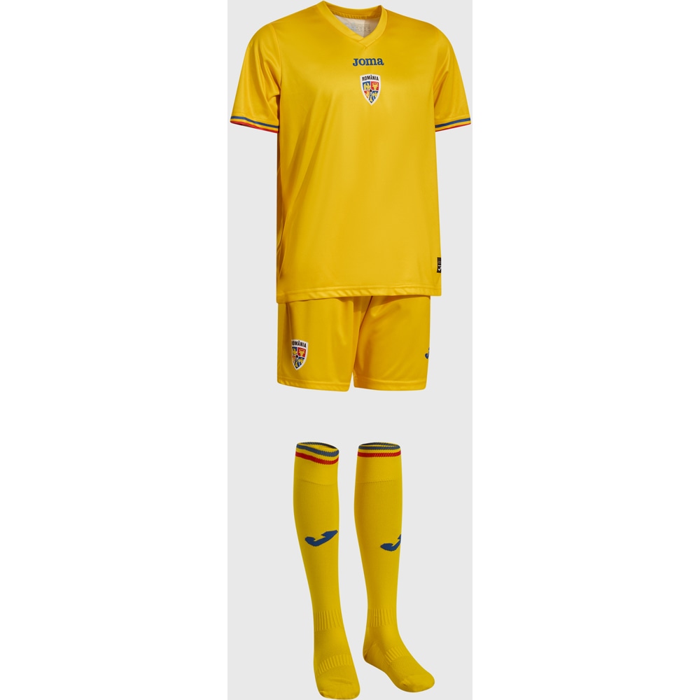 Set fotbal oficial pentru copii JOMA Echipa Nationala de Fotbal a Romaniei 2025, marimea 3XS, galben