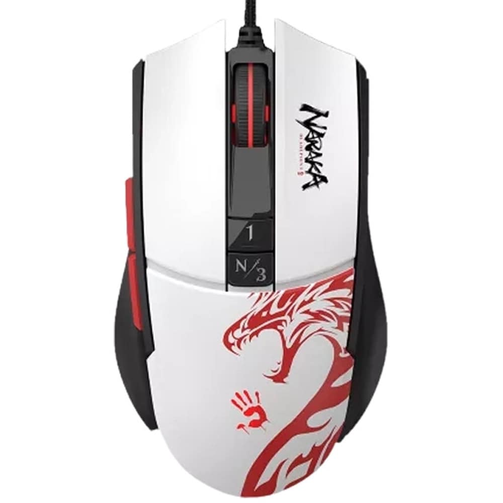 Mouse Gaming A4TECH L65 Max Naraka, 12000 dpi, alb