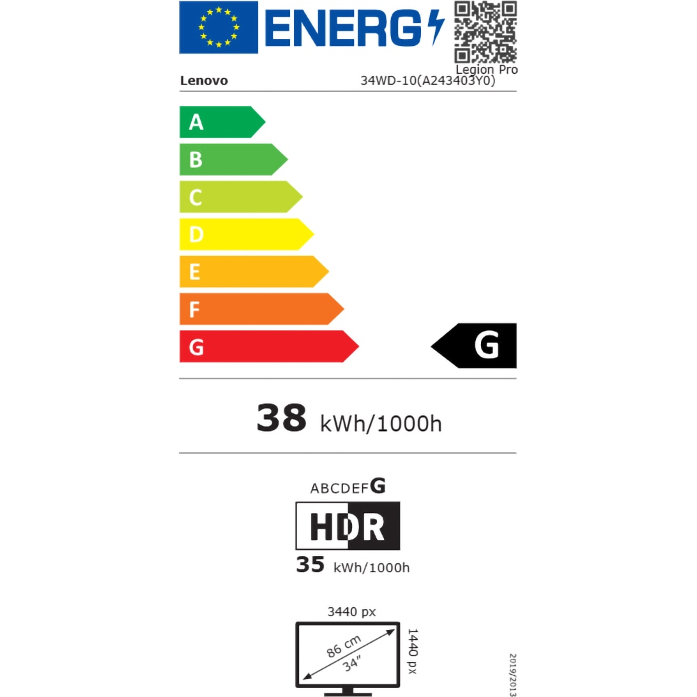 Monitor gaming curbat OLED LENOVO Legion PRO 34WD-10, 34", WQHD, 240Hz, AMD FreeSync Premium Pro, VESA Adaptive Sync, DisplayHDR TB400, Boxe, alb