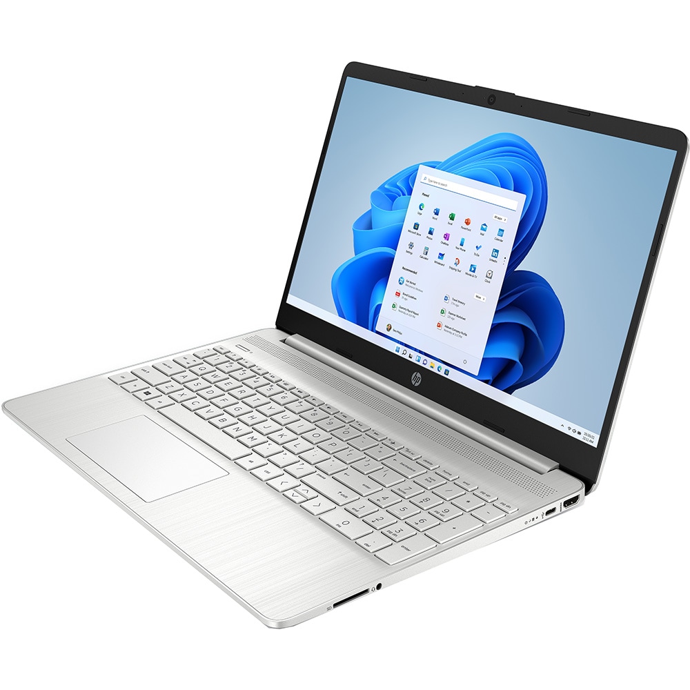 Laptop HP 15s-fq4016nq, Intel Core i5 1155G7 pana la 4.5 GHz, 15.6" HD, 8 GB, SSD 256 GB, Intel Iris Xe, Windows 11 Home, argintiu