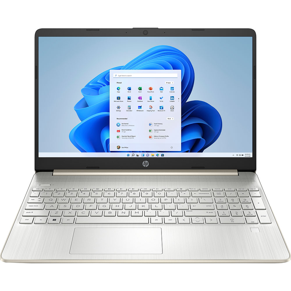 Laptop HP 15s-fq5003nq, Intel Core i7-1255U pana la 4.7GHz, 15.6" FHD, 8GB, SSD 512GB, Intel Iris Xe Graphics, Windows 11 Home, auriu