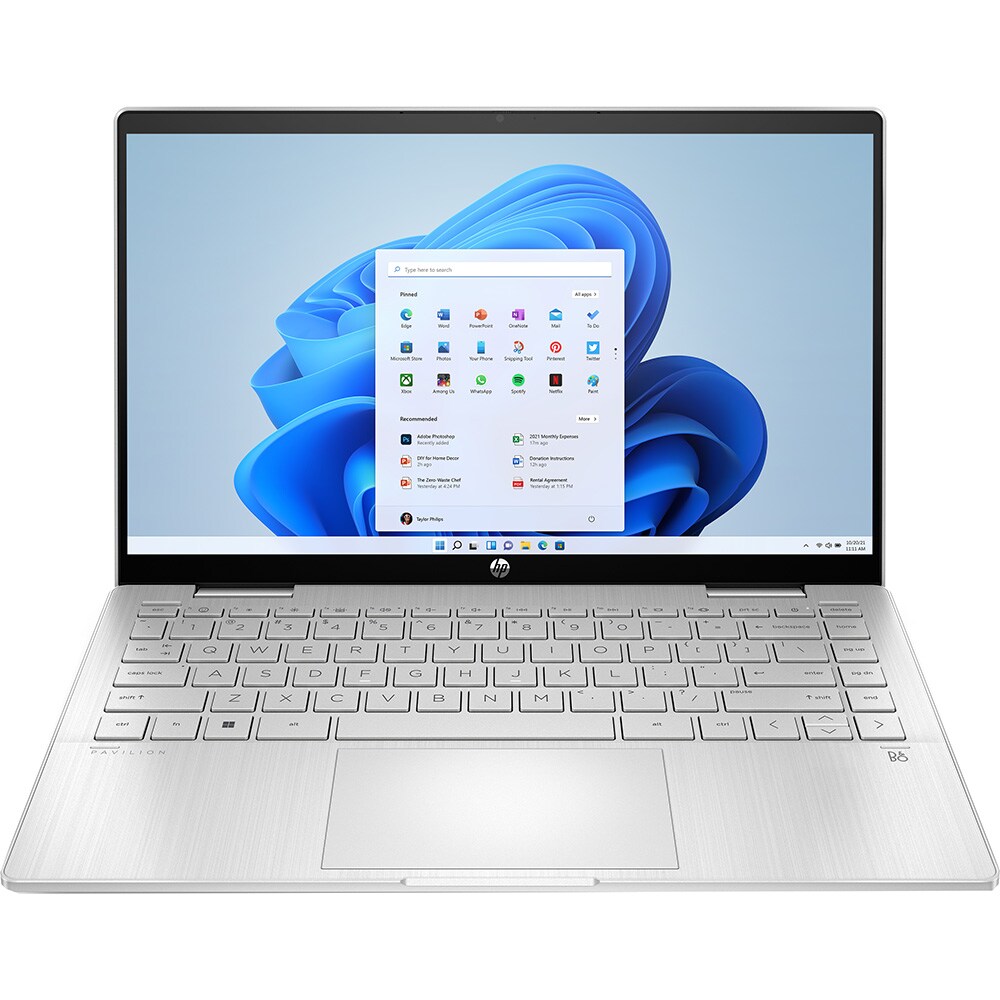 Laptop 2 in 1 HP Pavilion x360 14-ek0006nn, Intel Core i5-1235U pana la 4.4 GHz, 14" Full HD Touch, 16GB, SSD 512 GB, Intel Iris Xe, Windows 11 Home, argintiu