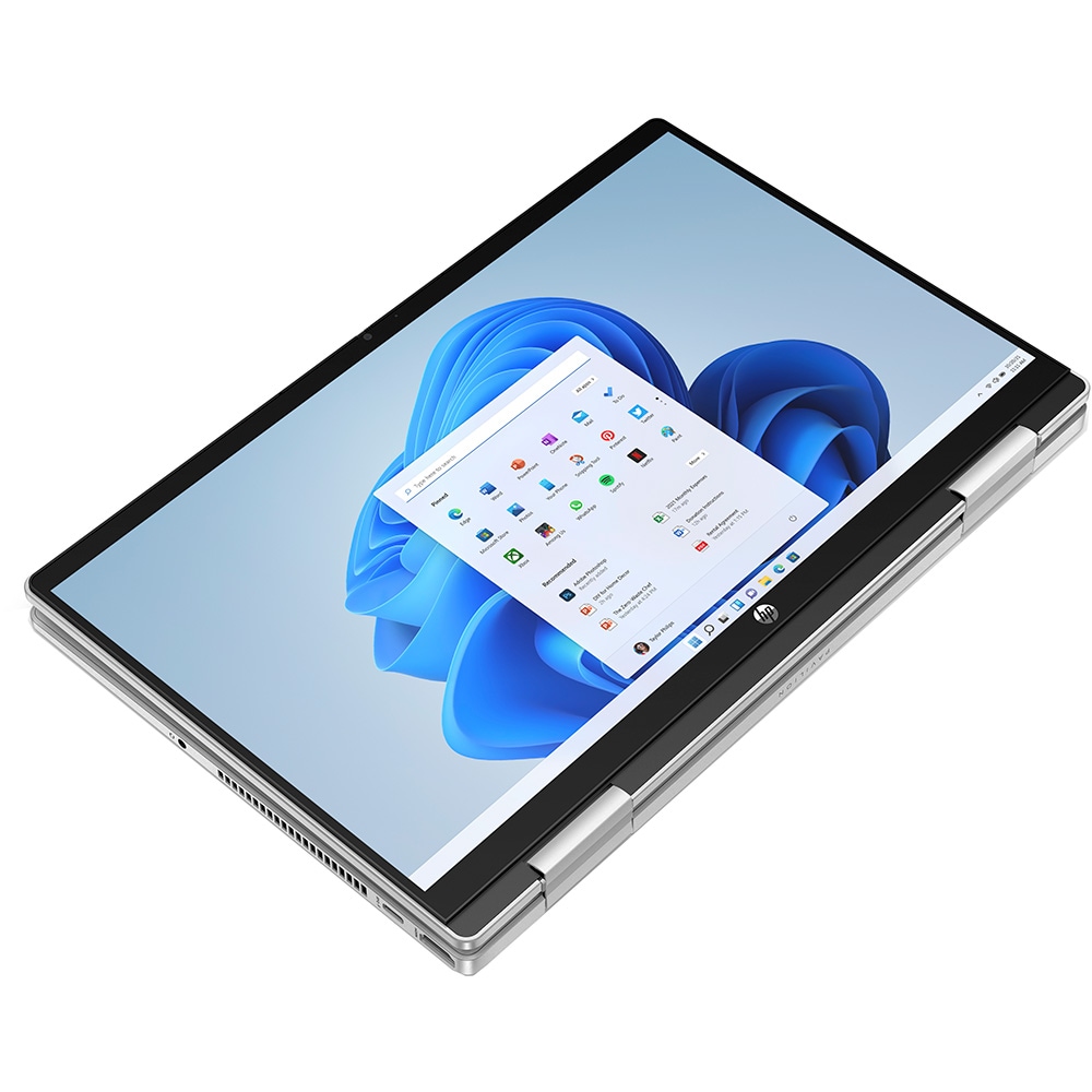 Laptop 2 in 1 HP Pavilion x360 14-ek0006nn, Intel Core i5-1235U pana la 4.4 GHz, 14" Full HD Touch, 16GB, SSD 512 GB, Intel Iris Xe, Windows 11 Home, argintiu