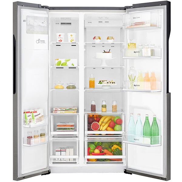 Side by Side LG GSL360ICEV, No Frost, 606 l, H 179 cm, Clasa F, Dozaror apa, argintiu