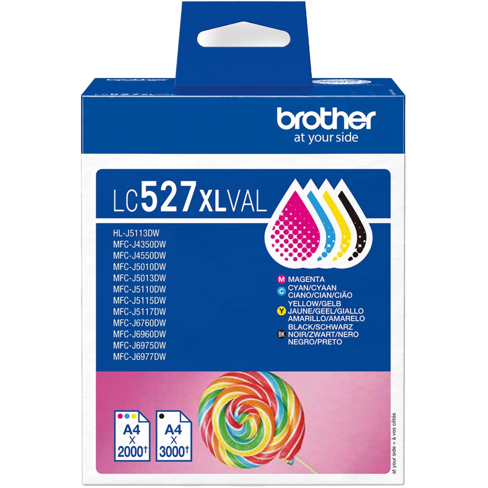 Set 4 cartuse originale BROTHER LC527XLVAL, Negru/Cyan/Magenta/Galben