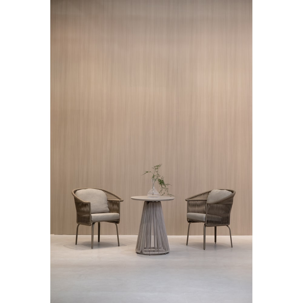 Scaun terasa LIVINTWIST Crown, aluminiu, 65.7 x 57.2 x 83.5 cm, taupe