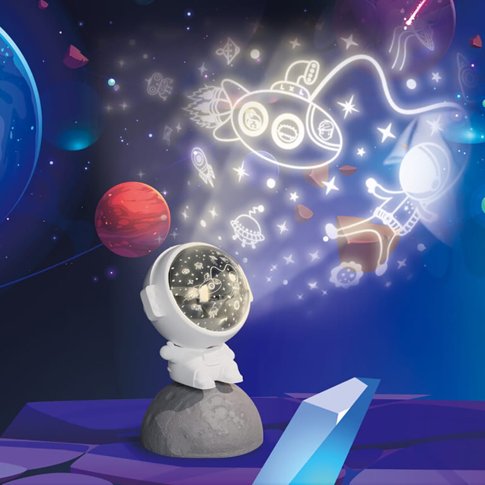 Lampa de veghe 3in1 EASYCARE Astronaut cu proiectii EASY00229, alb-negru