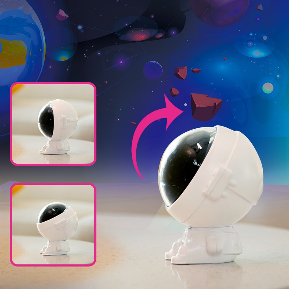 Lampa de veghe 3in1 EASYCARE Astronaut cu proiectii EASY00229, alb-negru