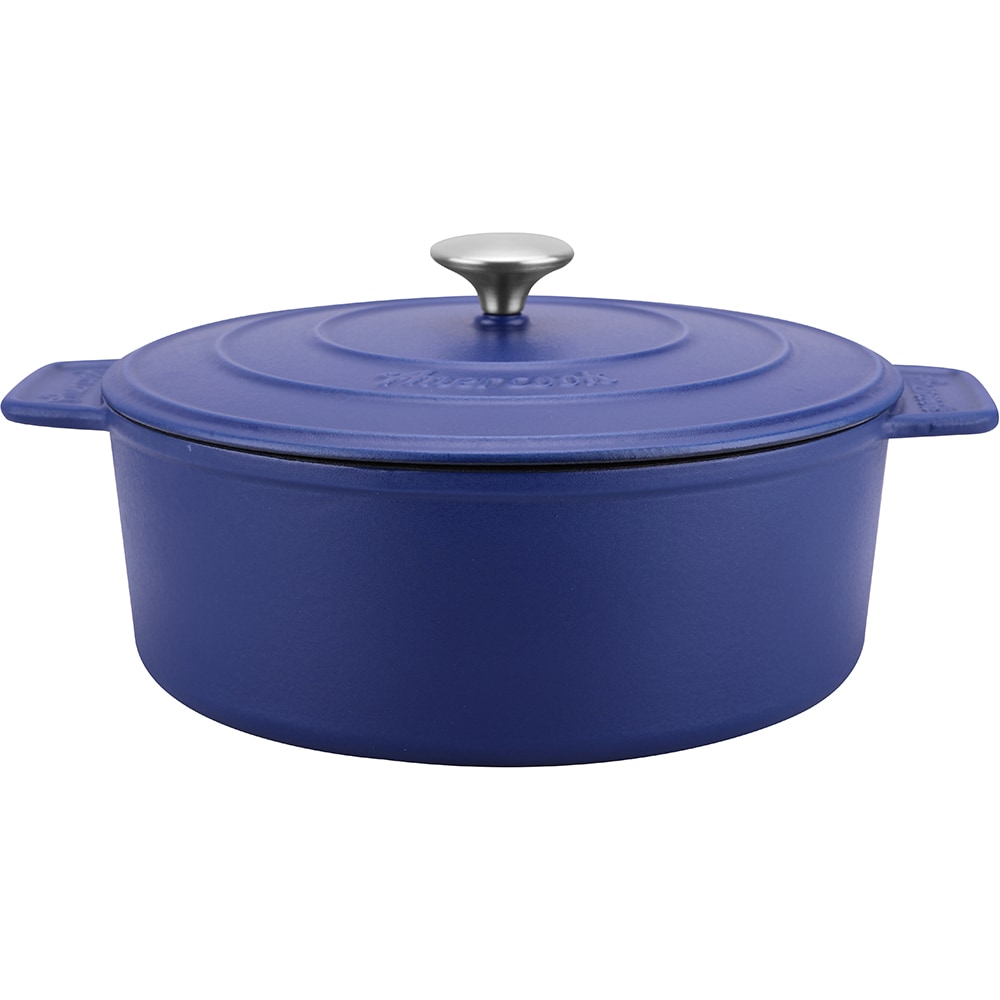 Cratita cu capac AMERCOOK Le Pluriel AC0112805.28PE, 4.5l, 28 cm, fonta, albastru