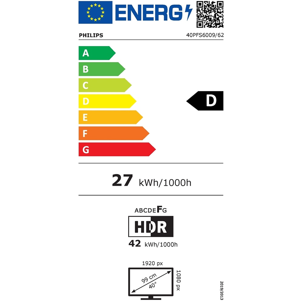 Televizor LED Smart PHILIPS 40PFS6009, Full HD, HDR10, 99cm