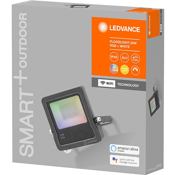 Proiector LED Smart LEDVANCE FLOOD, 20W, 1260 lumeni, RGB, gri inchis