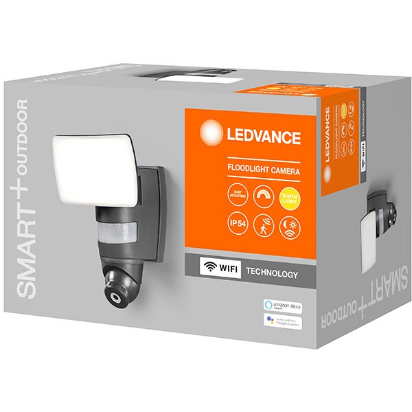 Camera supraveghere Wireless exterior LEDVANCE FLOOD Camera, Full HD 1080p, Proiector LED, gri inchis