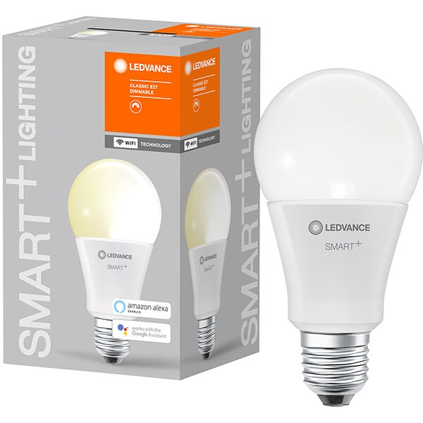 Bec LED Smart LEDVANCE Classic, E27, 14W, 1521lm, Dimabil, Wi-Fi, lumina calda, compatibil Alexa, Google Assistant