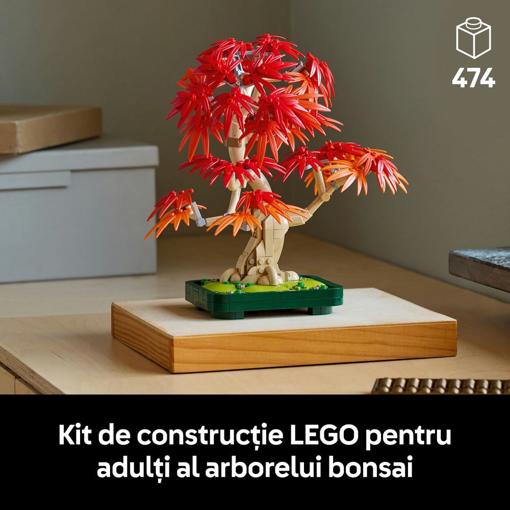 LEGO Botanicals: Bonsai de artar japonez rosu 10348, 18 ani+, 474 piese