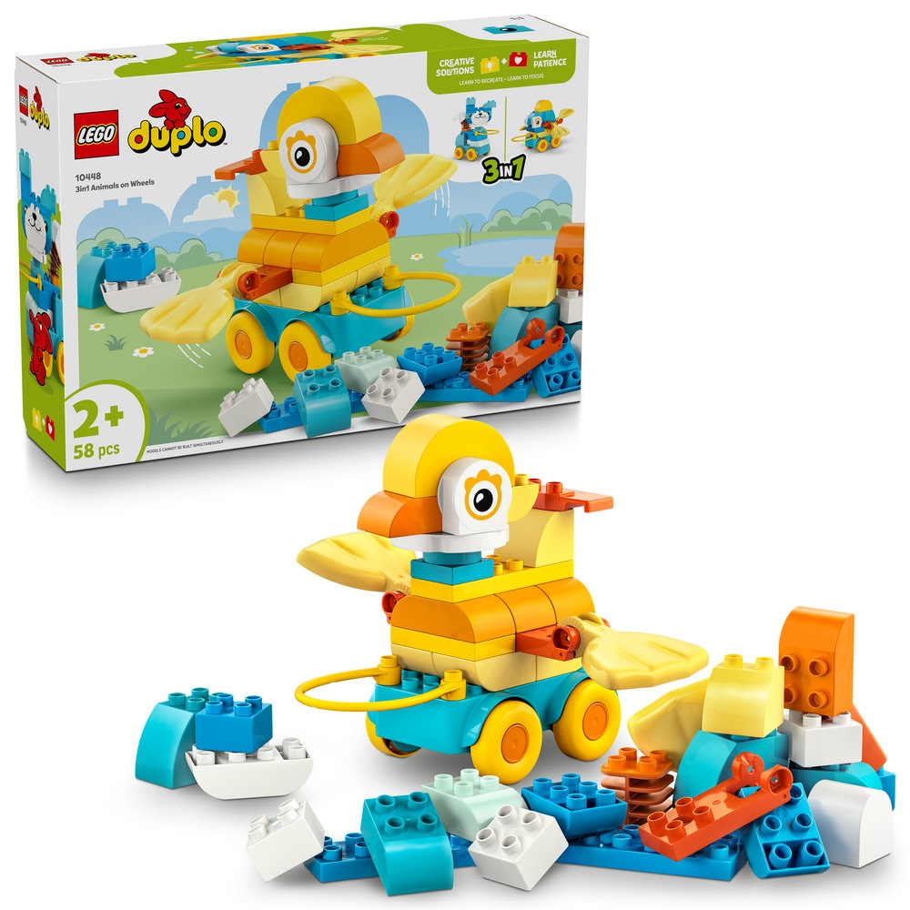 LEGO Duplo: Animale pe roti 3in1 10448, 2 ani+, 58 piese
