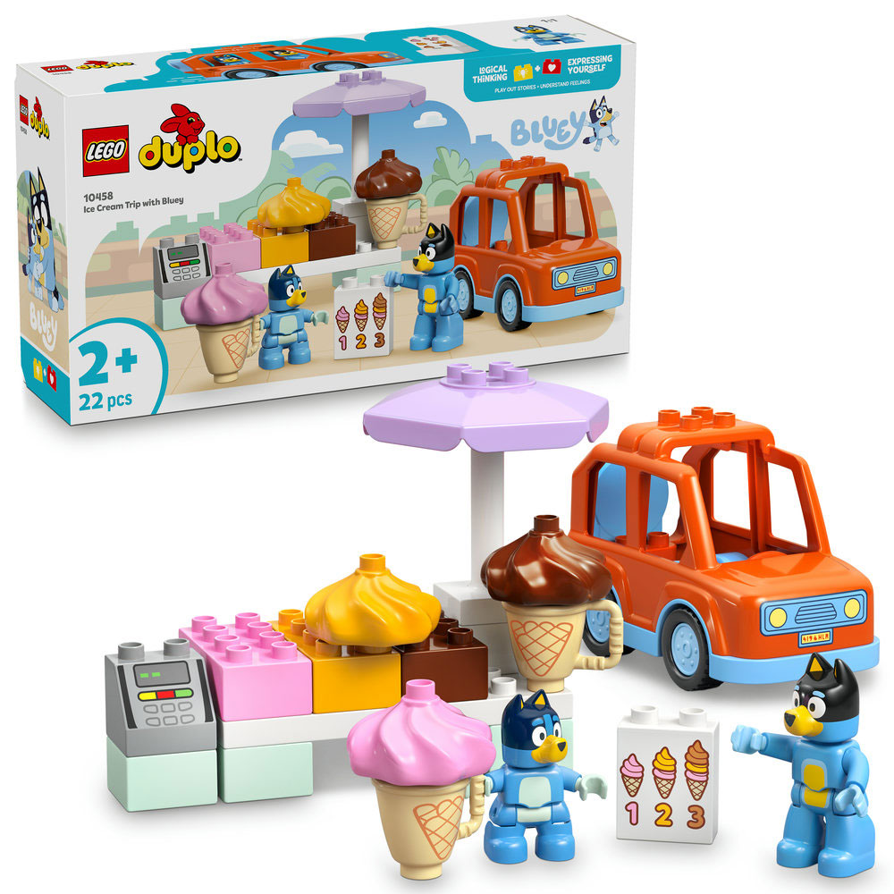 LEGO DUPLO: Bluey - Vizita cu Blue la furgoneta de inghetata 10458, 2 ani+, 22 piese