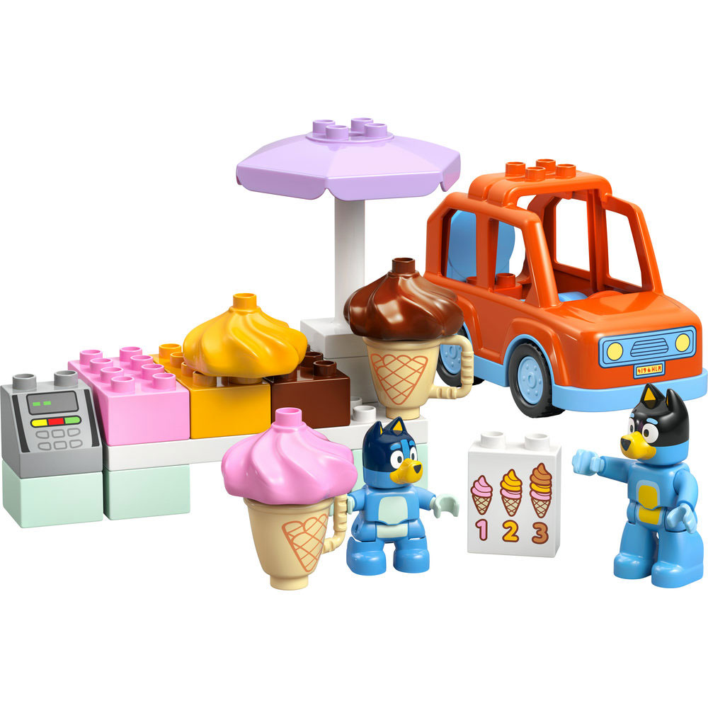 LEGO DUPLO: Bluey - Vizita cu Blue la furgoneta de inghetata 10458, 2 ani+, 22 piese