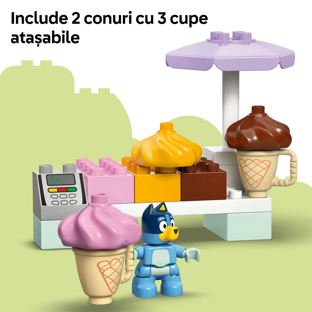 LEGO DUPLO: Bluey - Vizita cu Blue la furgoneta de inghetata 10458, 2 ani+, 22 piese