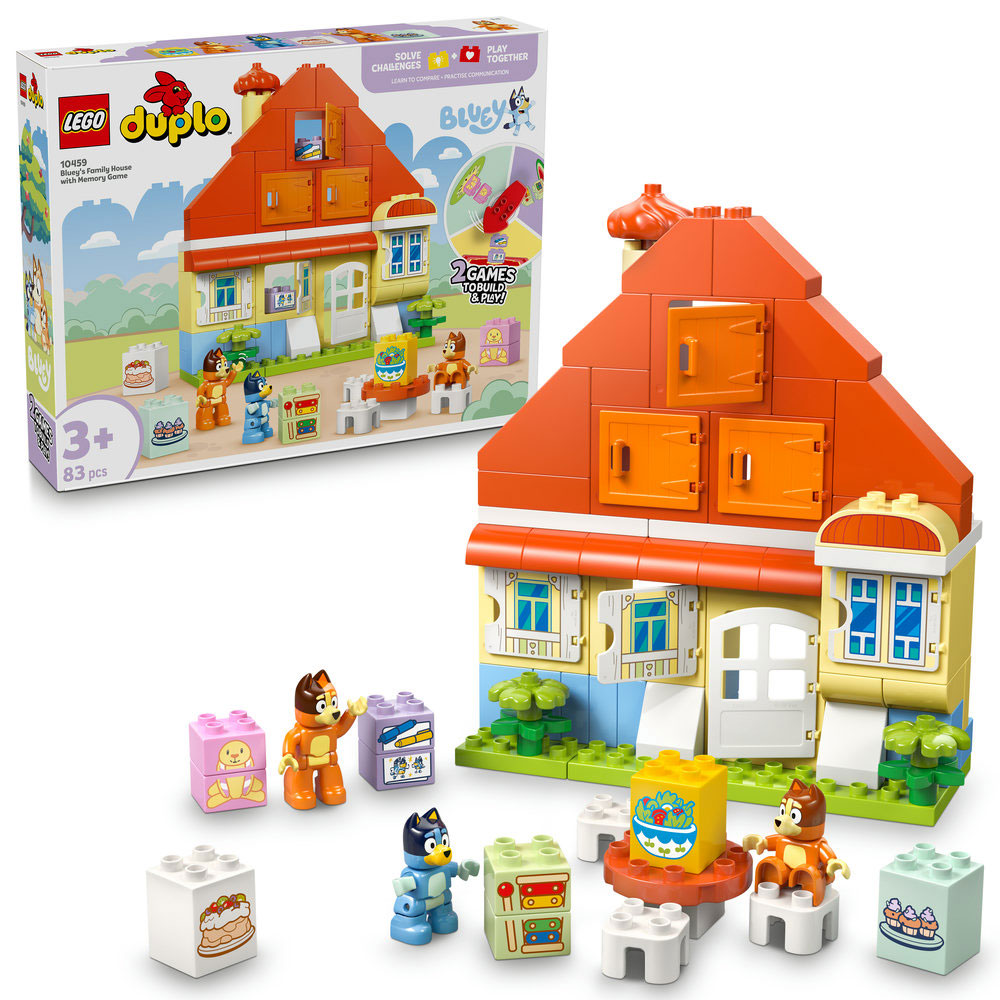 LEGO DUPLO: Bluey - Casa de familie a lui Blue cu un joc de memorie 10459, 3 ani+, 83 piese