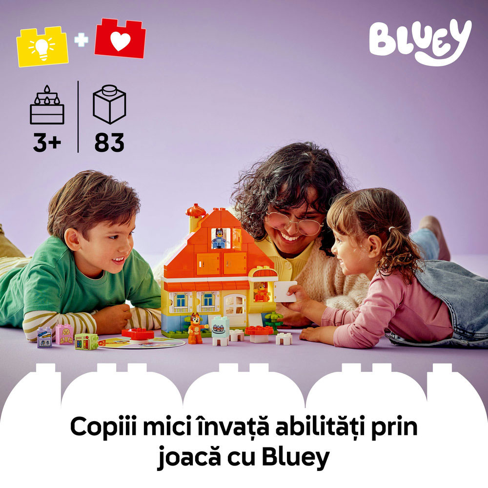 LEGO DUPLO: Bluey - Casa de familie a lui Blue cu un joc de memorie 10459, 3 ani+, 83 piese