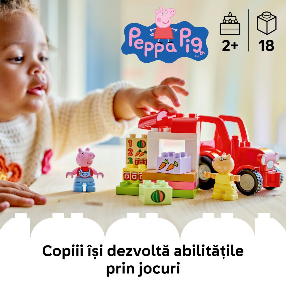 LEGO DUPLO: Peppa Pig - Tractor si piata 10468, 2 ani+, 18 piese