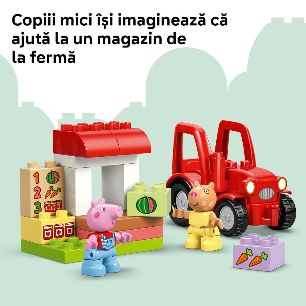 LEGO DUPLO: Peppa Pig - Tractor si piata 10468, 2 ani+, 18 piese