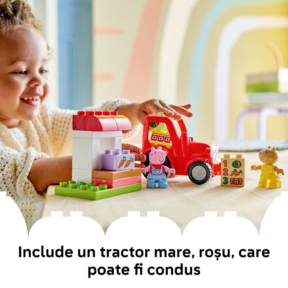 LEGO DUPLO: Peppa Pig - Tractor si piata 10468, 2 ani+, 18 piese