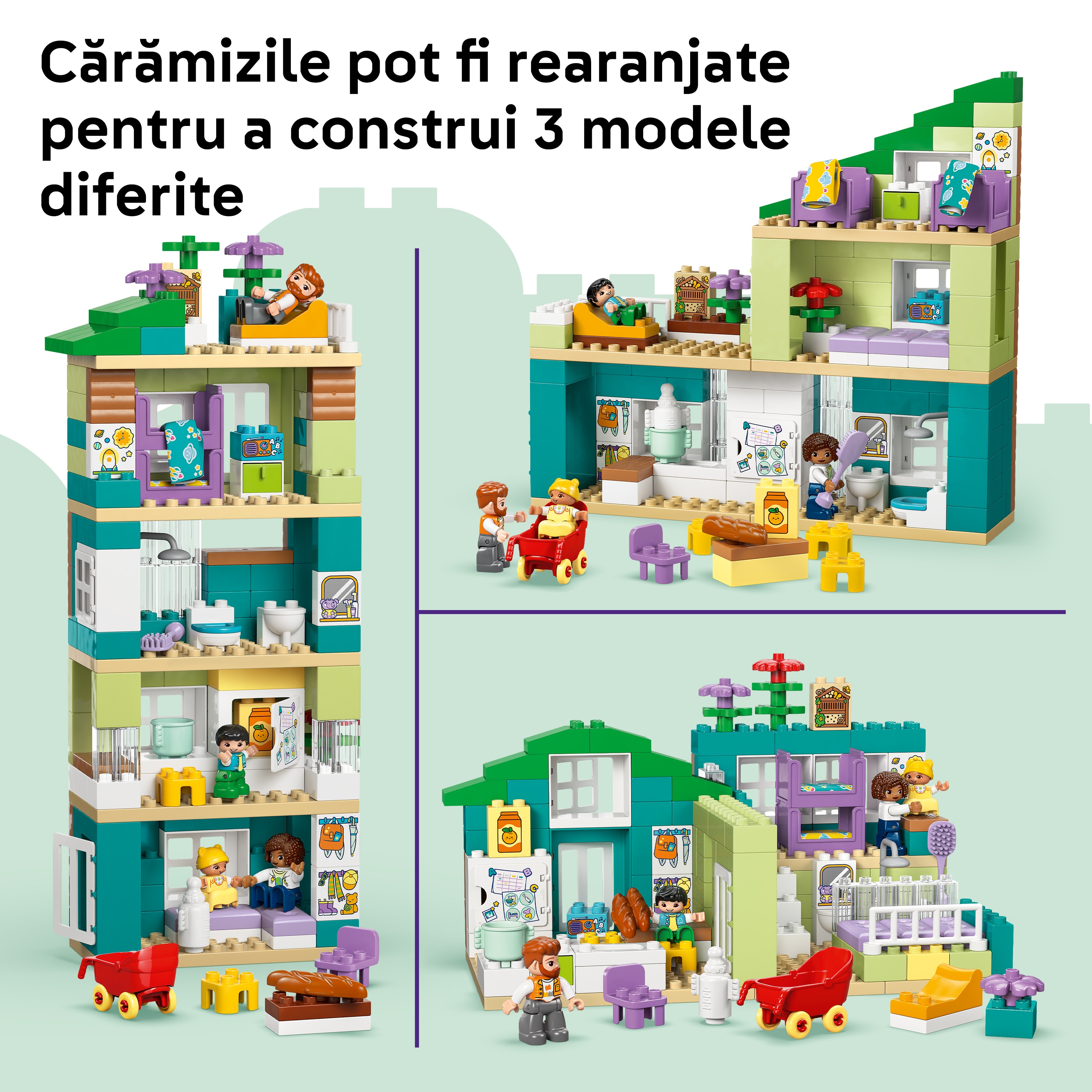 LEGO DUPLO: Town - Casa moderna de familie 3in1 10470, 2 ani+, 166 piese