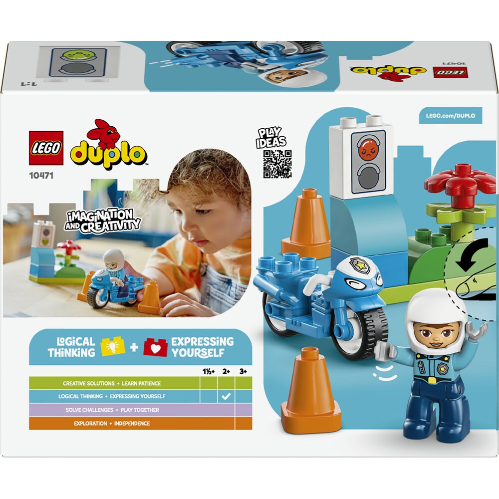 LEGO DUPLO: Town - Motocicleta albastra de politie 10471, 2 ani+, 11 piese