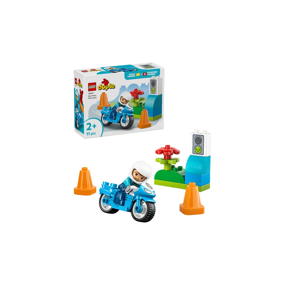 LEGO DUPLO: Town - Motocicleta albastra de politie 10471, 2 ani+, 11 piese