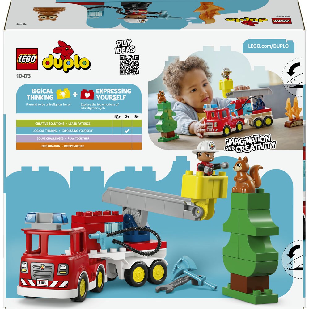 LEGO DUPLO: Town - Camion de pompieri cu furtun si pompier 10473, 2 ani+, 28 piese