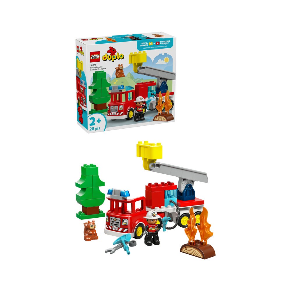 LEGO DUPLO: Town - Camion de pompieri cu furtun si pompier 10473, 2 ani+, 28 piese