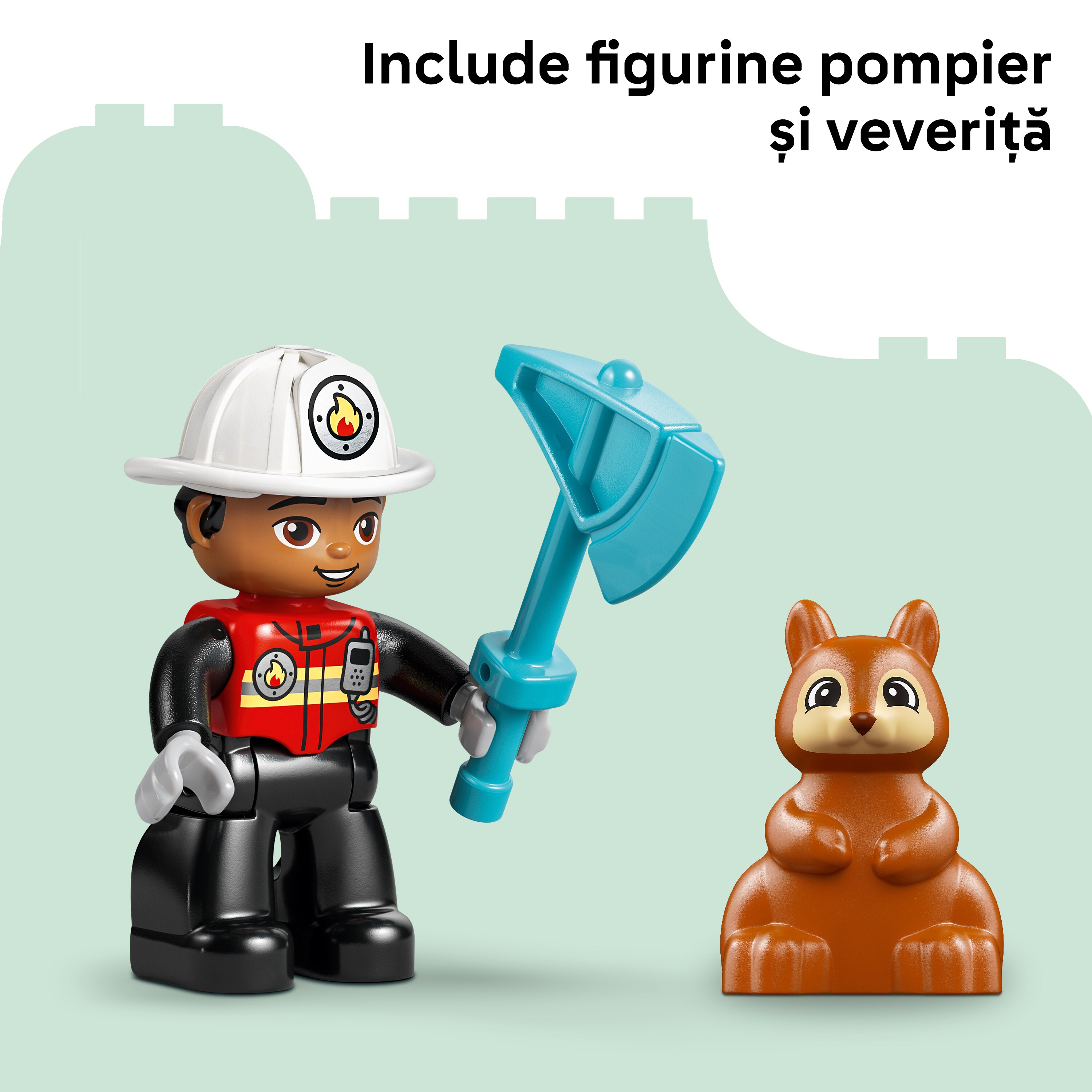 LEGO DUPLO: Town - Camion de pompieri cu furtun si pompier 10473, 2 ani+, 28 piese