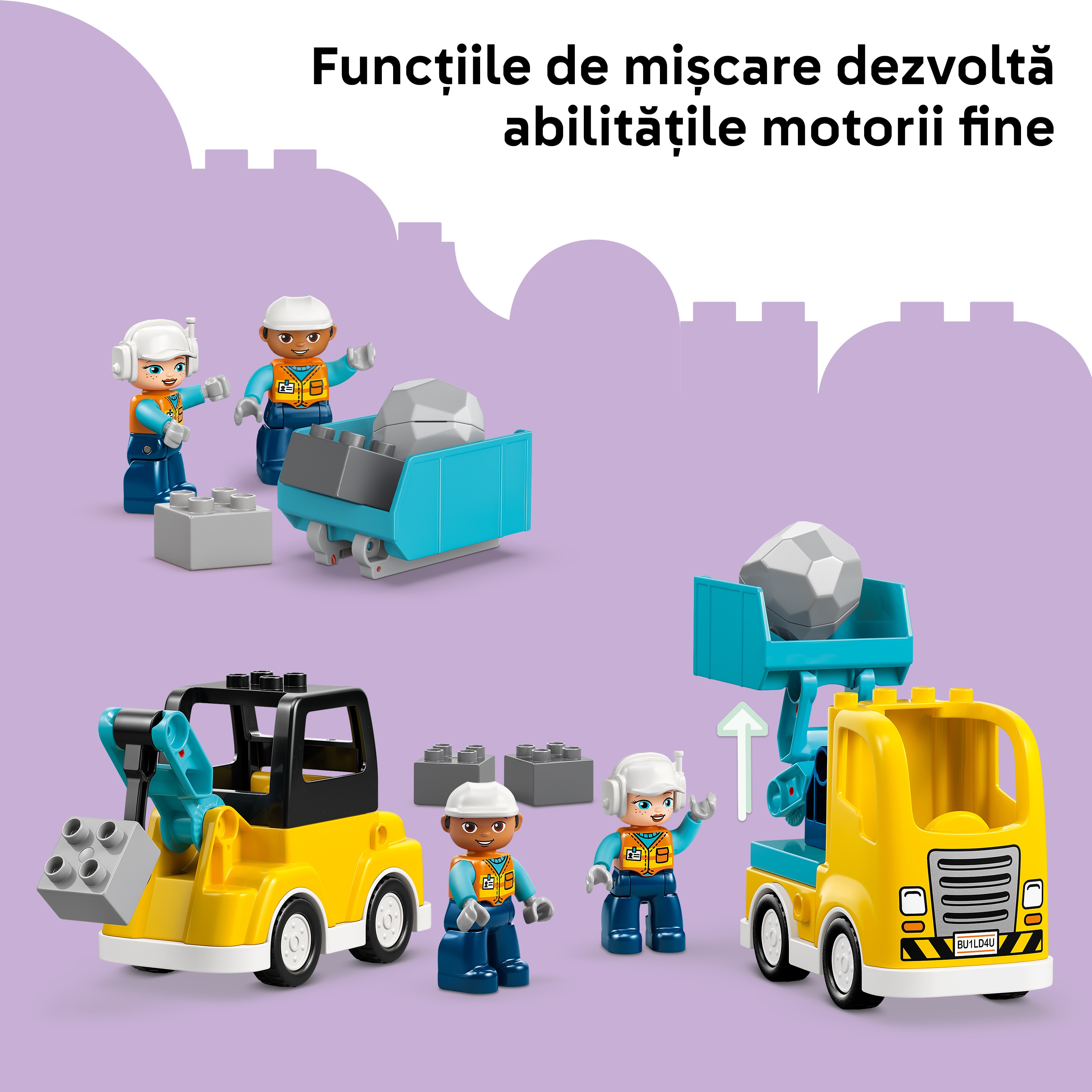 LEGO DUPLO: Town - Vehicule de constructii 3in1 10475, 2 ani+, 22 piese