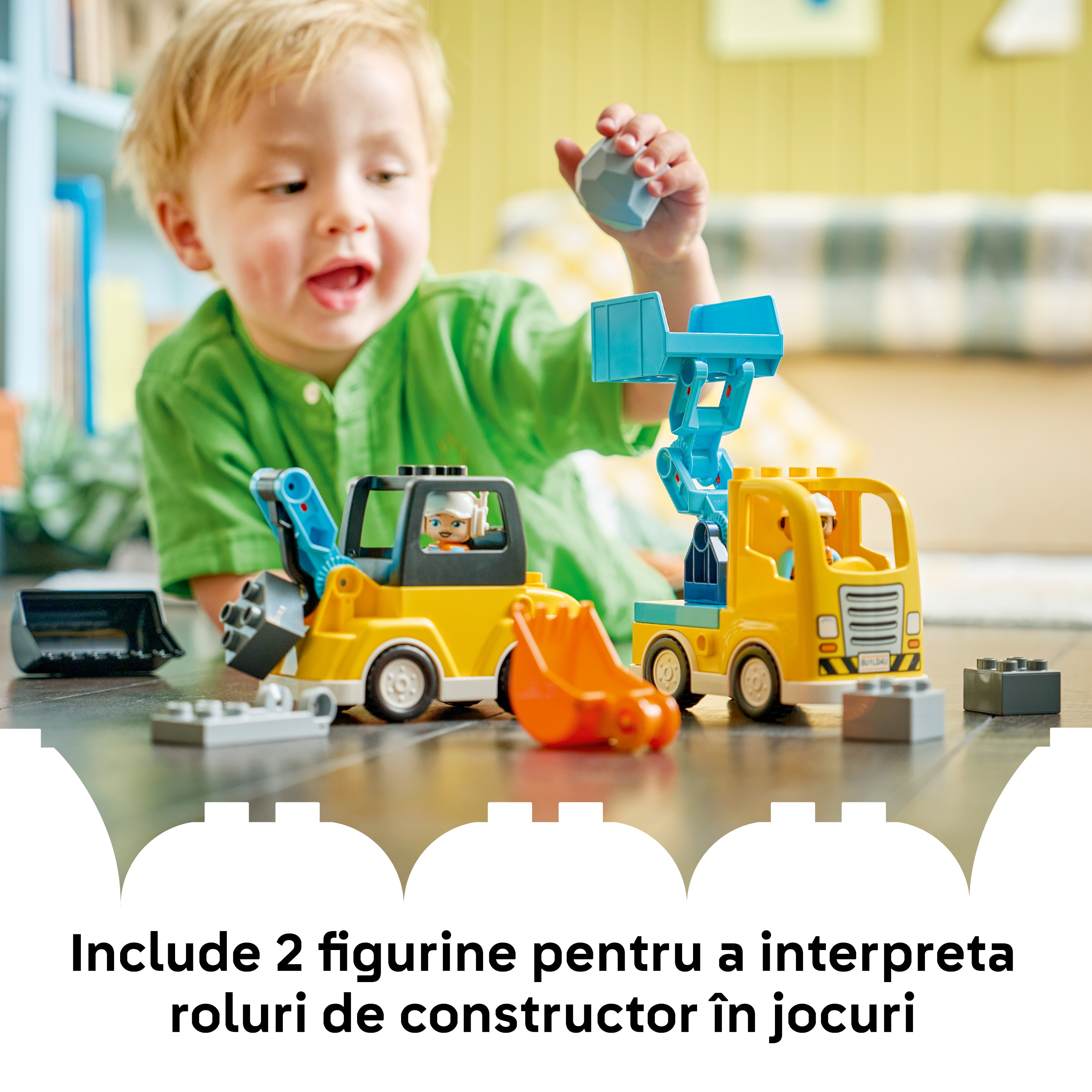 LEGO DUPLO: Town - Vehicule de constructii 3in1 10475, 2 ani+, 22 piese