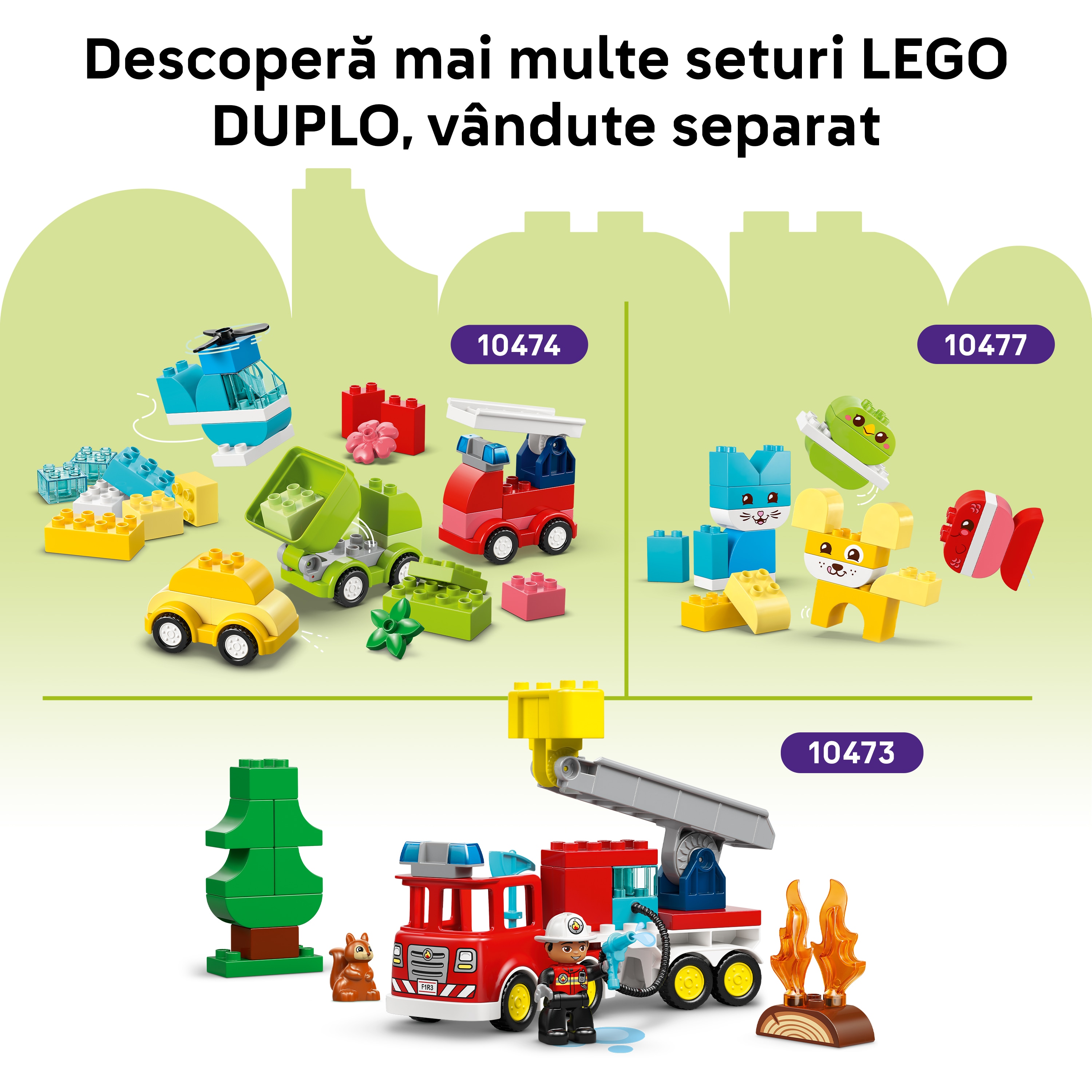 LEGO DUPLO: Town - Vehicule de constructii 3in1 10475, 2 ani+, 22 piese