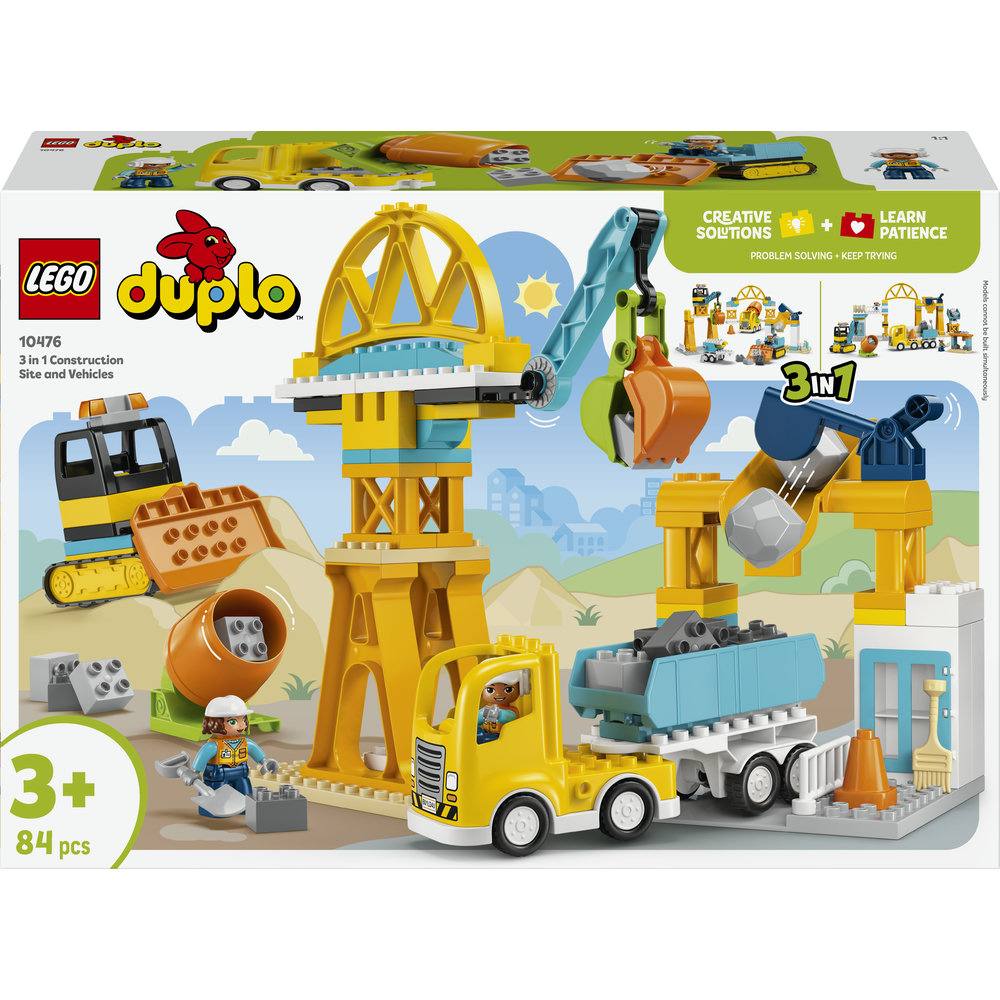 LEGO DUPLO: Town Santier si vehicule de constructii 3in1 10476, 3 ani+, 84 piese