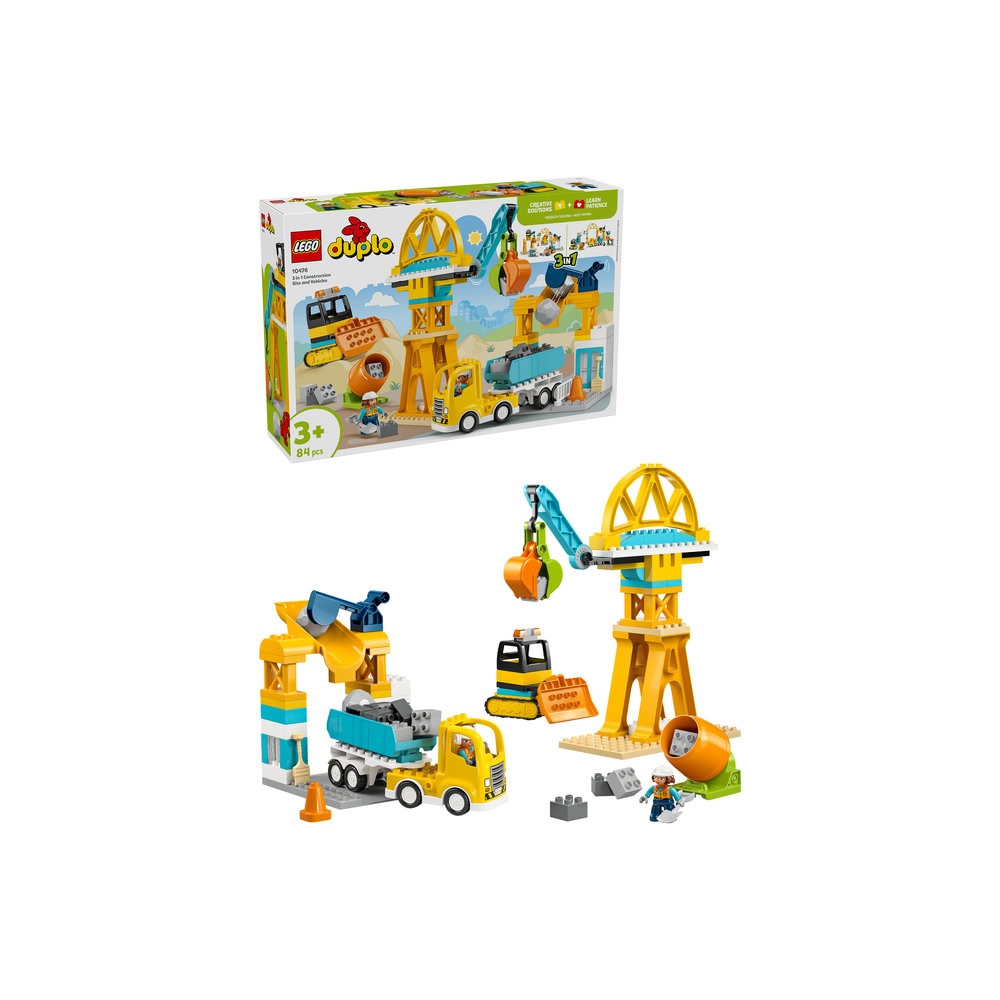 LEGO DUPLO: Town Santier si vehicule de constructii 3in1 10476, 3 ani+, 84 piese