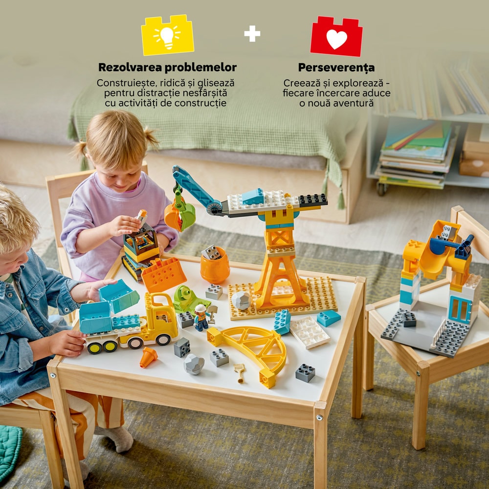 LEGO DUPLO: Town Santier si vehicule de constructii 3in1 10476, 3 ani+, 84 piese