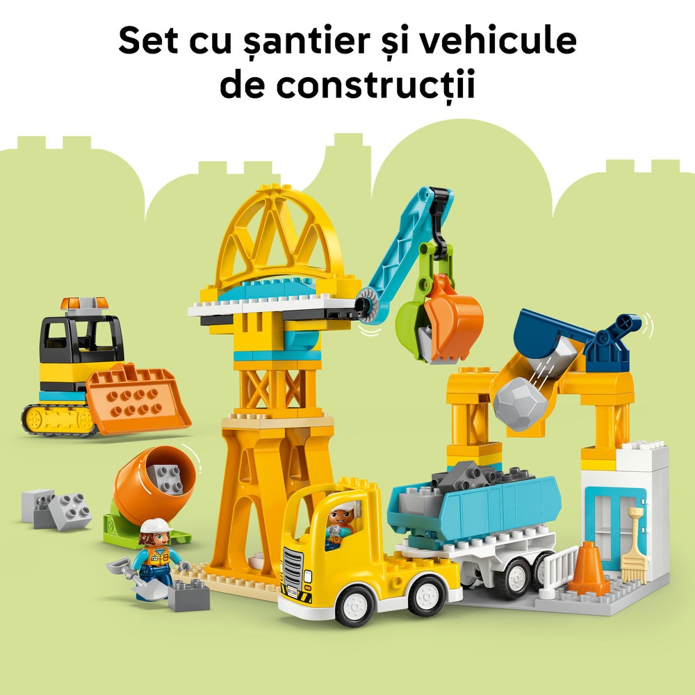 LEGO DUPLO: Town Santier si vehicule de constructii 3in1 10476, 3 ani+, 84 piese
